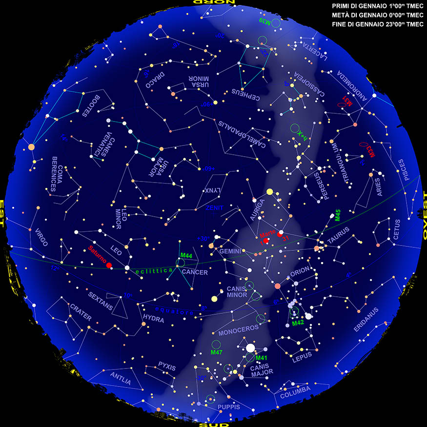 Emisfero celeste annotato